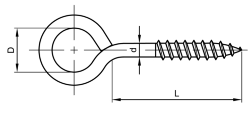 Screw eye with wood screw thread Steel Zinc plated