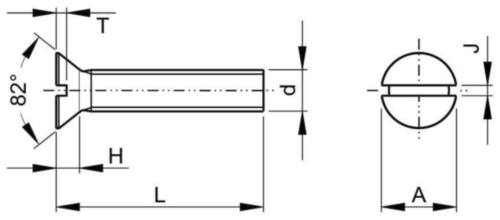 Machine screw flat countersunk slot UNC asme B18.6.3 ASME B18.6.3 Stainless steel A2 (AISI 304/18-8)