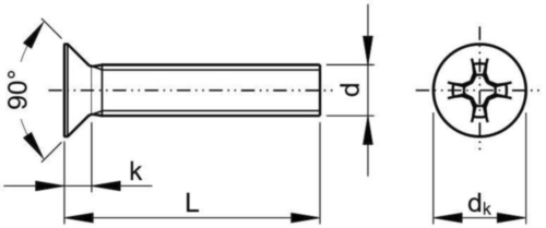 Cross recessed countersunk head screw Phillips ISO 7046-1-H Steel Plain 4.8