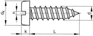 Pancilinderplaatschroef met zaaggleuf DIN 7971 C Roestvaststaal (RVS) A2 ST4,8X9,5MM