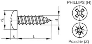 Cross recessed pan head tapping screw DIN 7981 C-H Steel Zinc plated