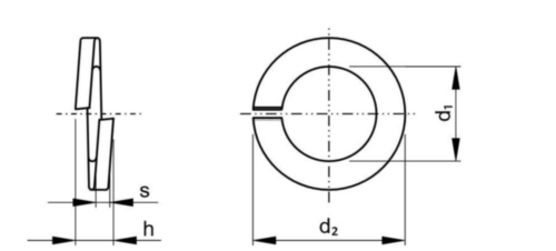 Rondelle élastique à extrémités carrées DIN 127 B Acier à ressort