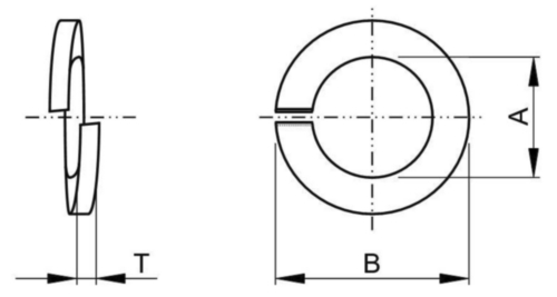 Podkładki sprężyste jednozwojowe ASME B18.21.1 Stainless spring steel AISI 304