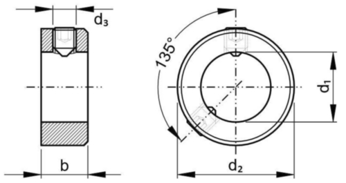 Állítógyűrű 2 hernyócsavarral DIN 705A/2 x ISO 4027 (DIN 914) DIN ≈705A Rozsdamentes acél A2 with ISO 4027