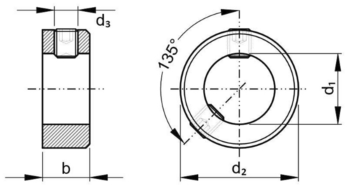 Adjusting ring with hex socket set screws with cup point DIN ≈705A Esztergált acél Horganyzott Hatlapú fejjel ISO 4029