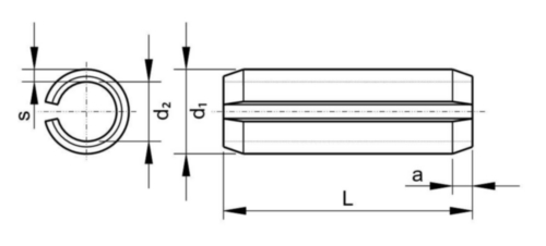 Pružný kolík rovný, těžké zatížení A2 DIN ≈1481 Stainless spring steel 4,5X18MM