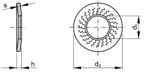 Poistná tanierová pružina Pružinová oceľ Zinkový povlak bez Cr<sup>6+</sup>- ISO 10683 flZnnc
