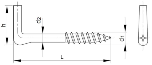 Square hook with wood screw thread, heavy, with cross recess Steel Zinc plated