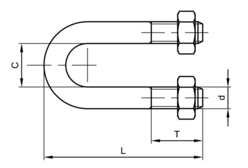 Șurub U rotund, met 2 nuci ASME B18.31.5 Oțel carbon SAE Zincat termic