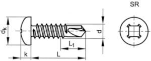 Self-drilling pan head screw with SR-recess DIN ≈7504 M Steel Zinc plated