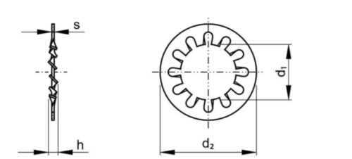 Podkładki sprężyste ząbkowane wewnętrznie DIN 6797 J Stainless spring steel A2 (1.4310) M8,2