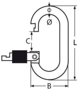 Mosquetão com rosca Aço inoxidável (Inox) A4