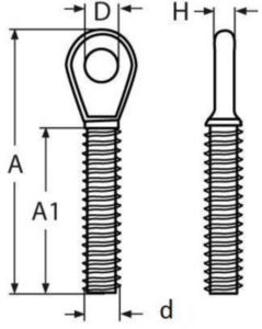 ESS Threaded Eye Left Hand Thread Stainless Steel A4