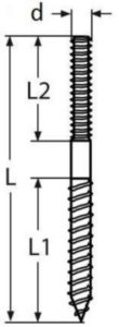 ESS Dowel screw with left thread Rostfreistahl A4 M6