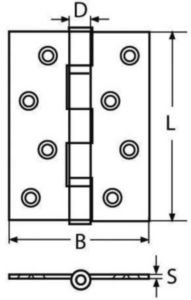 Butt hinge heavy duty, long Stainless steel A2