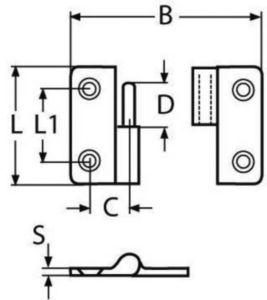 Two-part hinge right or left Stainless steel A4