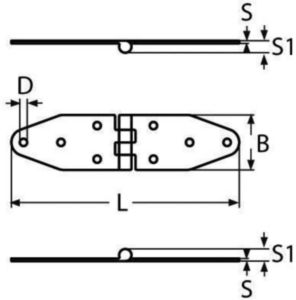 Charnière de porte découpée Acier inoxydable (Inox) A2