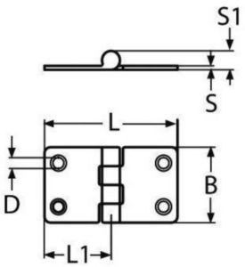 Charnière plate Acier inoxydable (Inox) A2