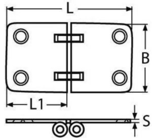 Flush mount hatch hinge Stainless steel A4 71MM