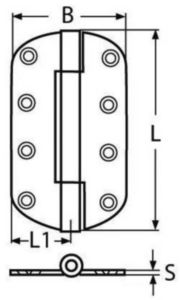 Butt hinge Stainless steel A4 152MM