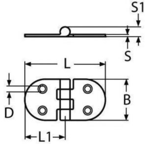 Vlakscharnier Roestvaststaal (RVS) A2 75X38