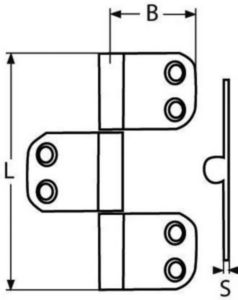 Flush butt hinge Stainless steel A4 98X37