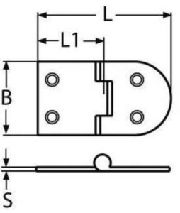 Door hinge, a-symmetrical Stainless steel A2