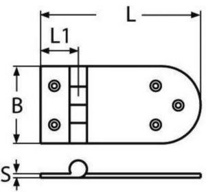 Charnière, coulée Acier inoxydable (Inox) A4