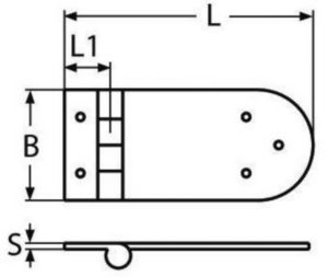 Charnière de pont Acier inoxydable (Inox) A4 134X65