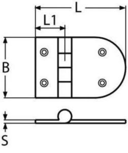 Charnière, coulée Acier inoxydable (Inox) A4