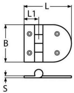 Charnière, coulée Acier inoxydable (Inox) A4 72X65