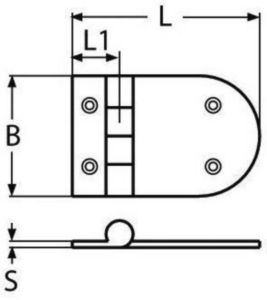 Charnière, coulée Acier inoxydable (Inox) A4 103X65