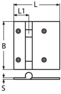 Charnière, coulée Acier inoxydable (Inox) A4 52X61