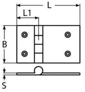 Charnière, coulée Acier inoxydable (Inox) A4 80X65