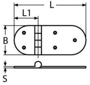 Charnière, coulée Acier inoxydable (Inox) A4 126X40