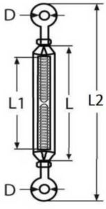 Turnbuckle eye-eye Stainless steel A4 M5