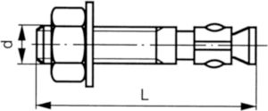 Keilanker type M Roestvaststaal (RVS) A2 M12X75