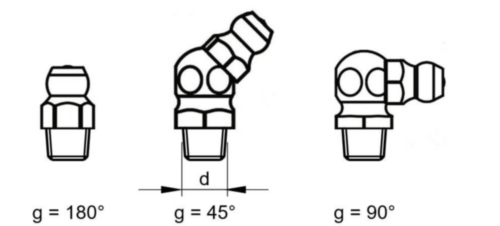Zsírzó gomb, kúpos típus, csőmenetes DIN ≈71412 Rozsdamentes acél R1/4-45°