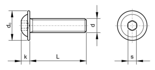 Laagbolkopschroef met binnenzeskant en flens ISO 7380-2 Roestvaststaal (RVS) A4