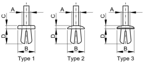 Remache a golpe Plastico Poliamida (nylon) 6.6