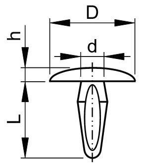 Druknagel Kunststof Polyamide (nylon) 6.6