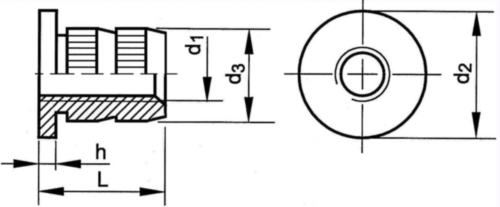 Knock-in insert with collar type TS Steel Zinc plated