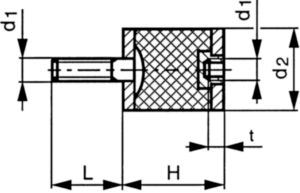Cilindrische demper type B Staal/natuur rubber Elektrolytisch verzinkt