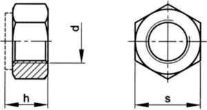 Prevailing torque type hexagon nut with non-metallic insert BSW Steel Zinc plated 6 1 Inch