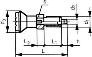 Indexbout met vergrendelgleuf Kunststof Polyamide (nylon)/Staal 6