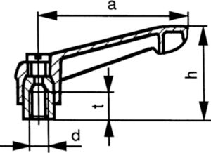 Clamp lever steel Glass-fibre reinforced plastic 6.6 with threaded bush