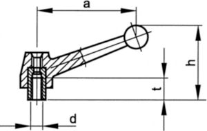 Clamp lever liftable steel Forged steel C35 with threaded bush