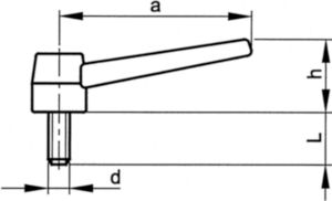 Clamp lever firm Glass-fiber reinforced plastic with threaded rod