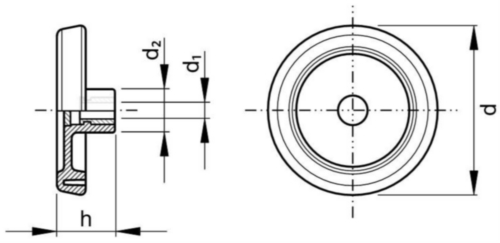 Handwheel, solid Glass-fibre reinforced plastic