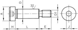 Vis épaulée à tête cylindrique à six pans creux UNC ASME B18.3 Acier Brut 012.9 (3/8)1/2X1.1/2